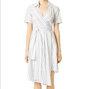 ALEXIS EUC Vivian White Striped V-neck Wrap Hi-low Dress US 8
